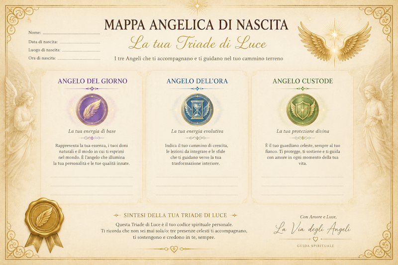 mappa angelica di nascita, carta natale angelica