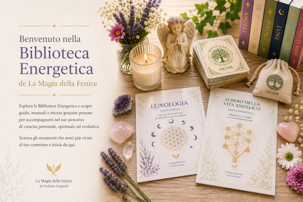 Biblioteca Energetica de La Magia della Fenice con guide gratuite, carte Ogam, manuali PDF e strumenti per la crescita personale, spirituale ed evolutiva.