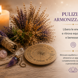 Pulizia e armonizzazione energetica con strumenti di Radiestesia Evolutiva, pendolo, cristalli e quadranti radiestesici.