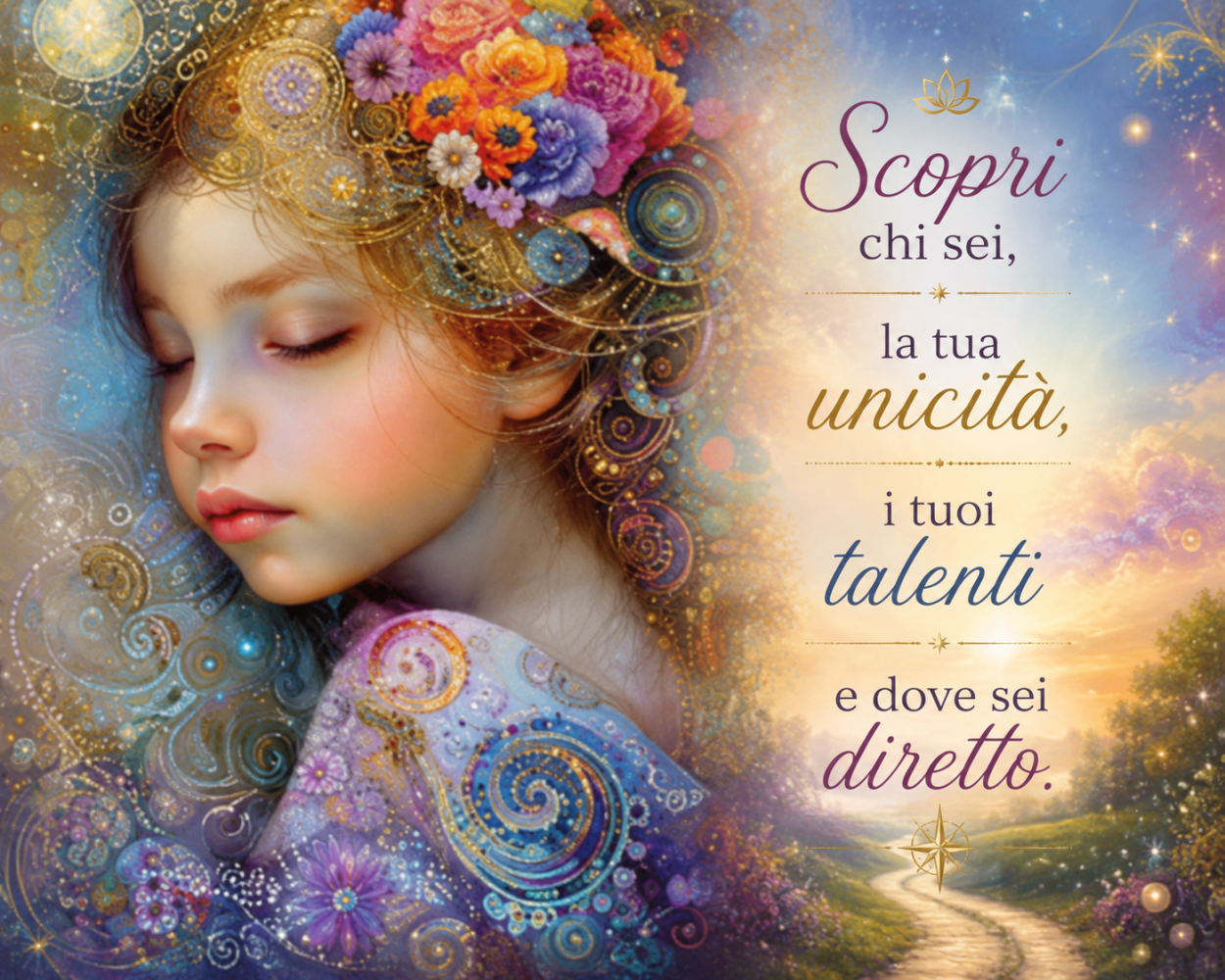 Illustrazione simbolica dedicata alla scoperta di sé, della propria unicità, dei talenti personali e della direzione evolutiva dell'anima.