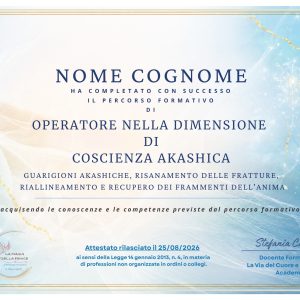 Attestato Operatore in Guarigioni nel Portale Quantico Personale