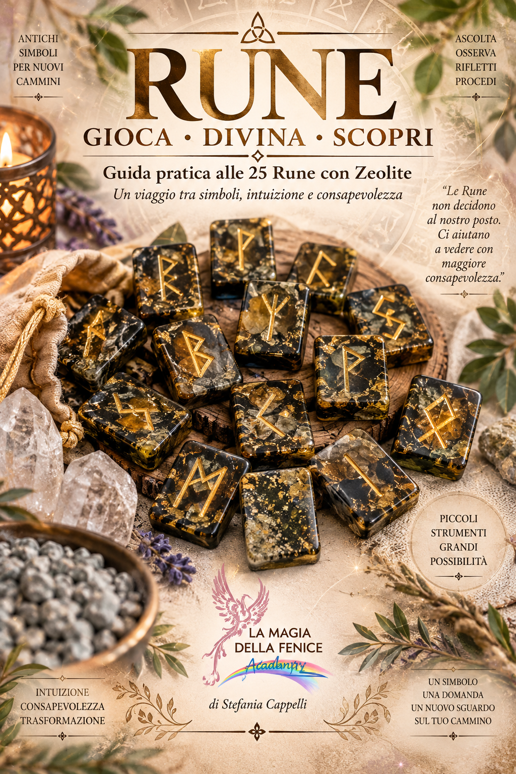 Set artigianale di 25 Rune con Zeolite in resina – La Magia della Fenice Questo lo terrei descrittivo: l'ALT serve soprattutto a spiegare che cosa mostra l'immagine, non a riempirlo di parole chiave.